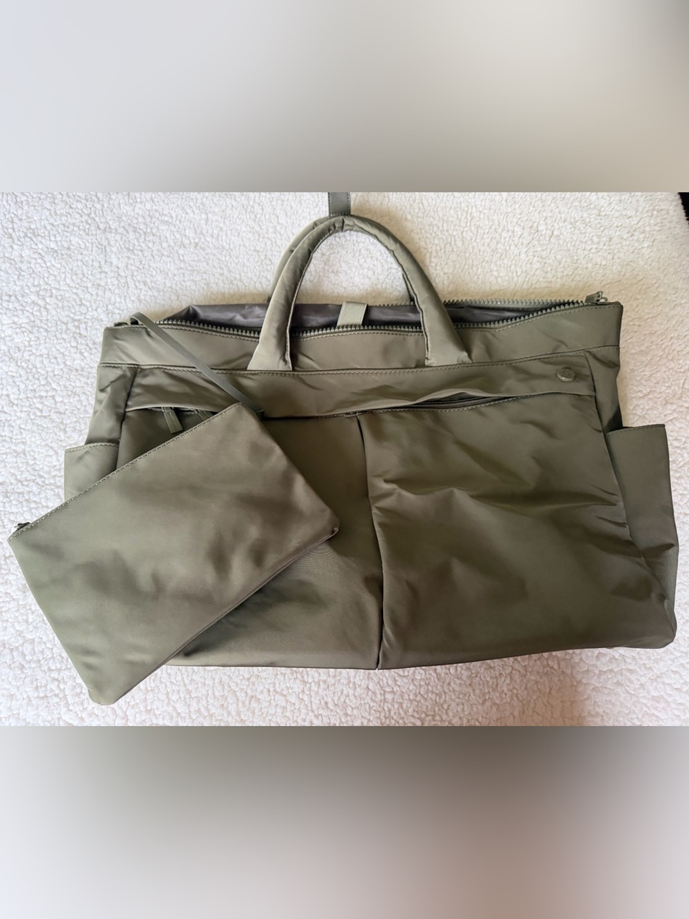Max Studio Olive Green Travel Tote with Removable Pouch